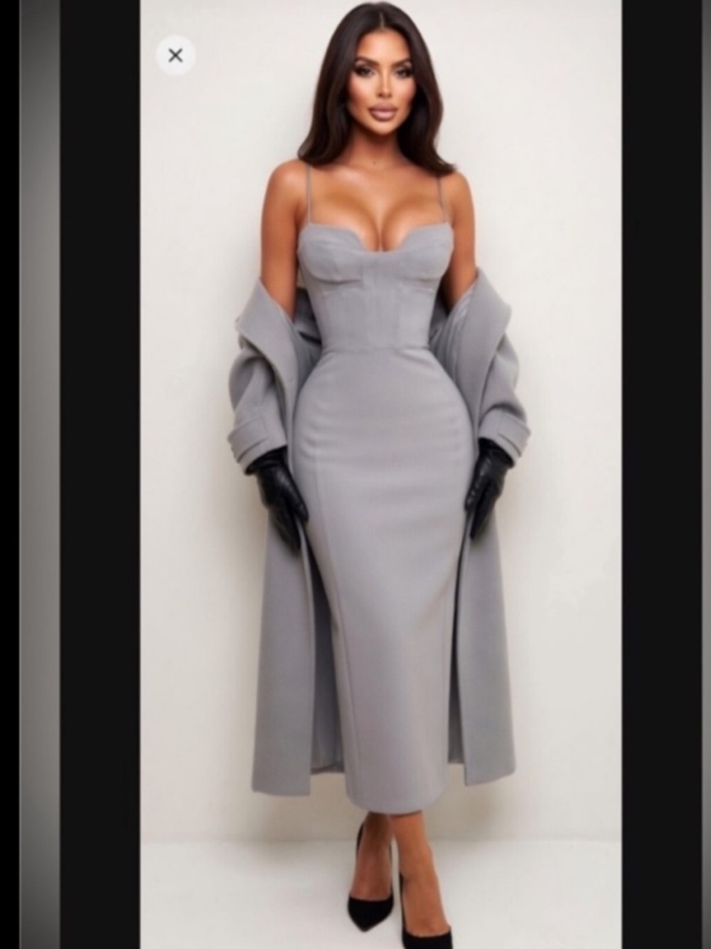House of CB ‘Kiki’ Light Grey Mesh Panelled Midi Dress/ Small US4-6 (Reg) $259